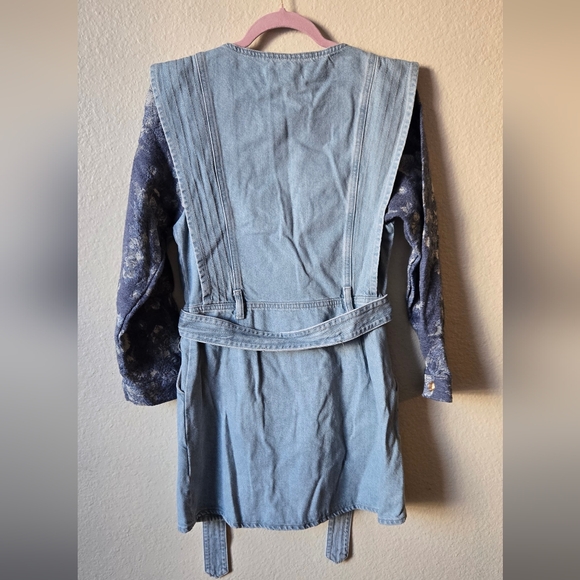 Zara Blue women's Made In Turkey 100% cotton Denim Mini Dress Size M - Picture 5 of 10